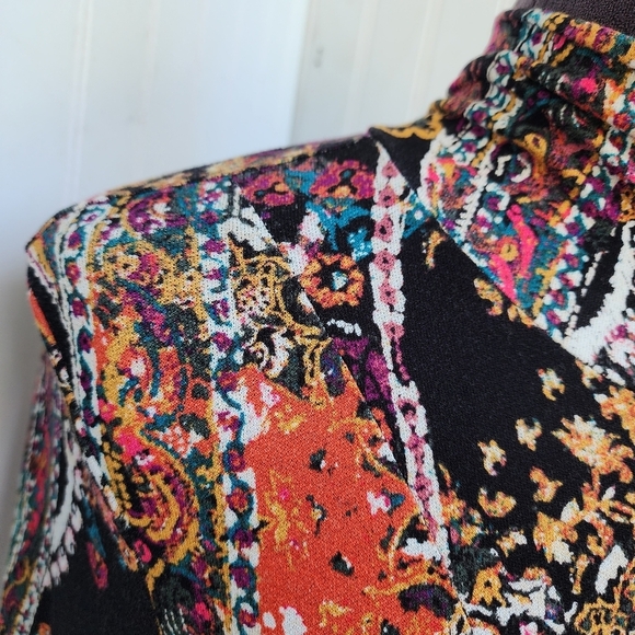 Free People Mock Neck Open Back Balloon Sleeve All Dolled Up Mini Dress Sz XS - Picture 15 of 16